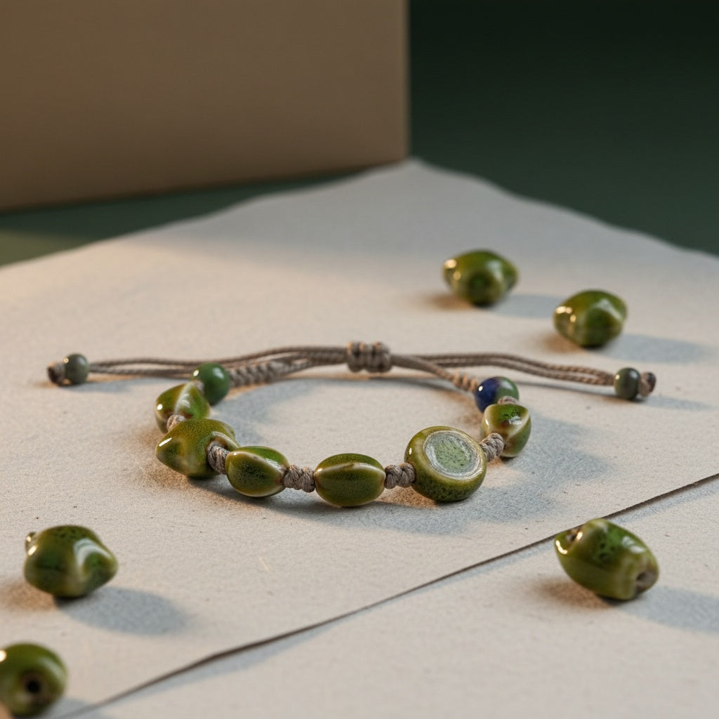 Forest Glow Ceramic Charm Bracelet