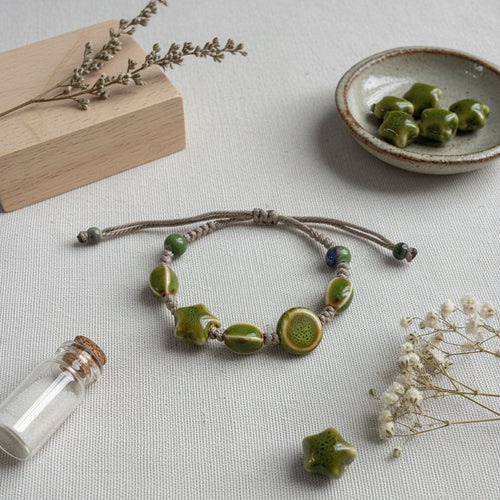 Forest Glow Ceramic Charm Bracelet