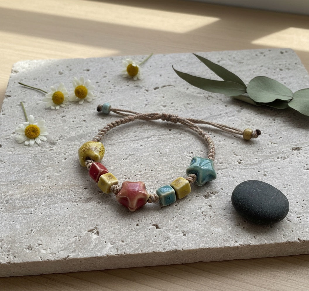 Golden Earth Ceramic Charm Bracelet