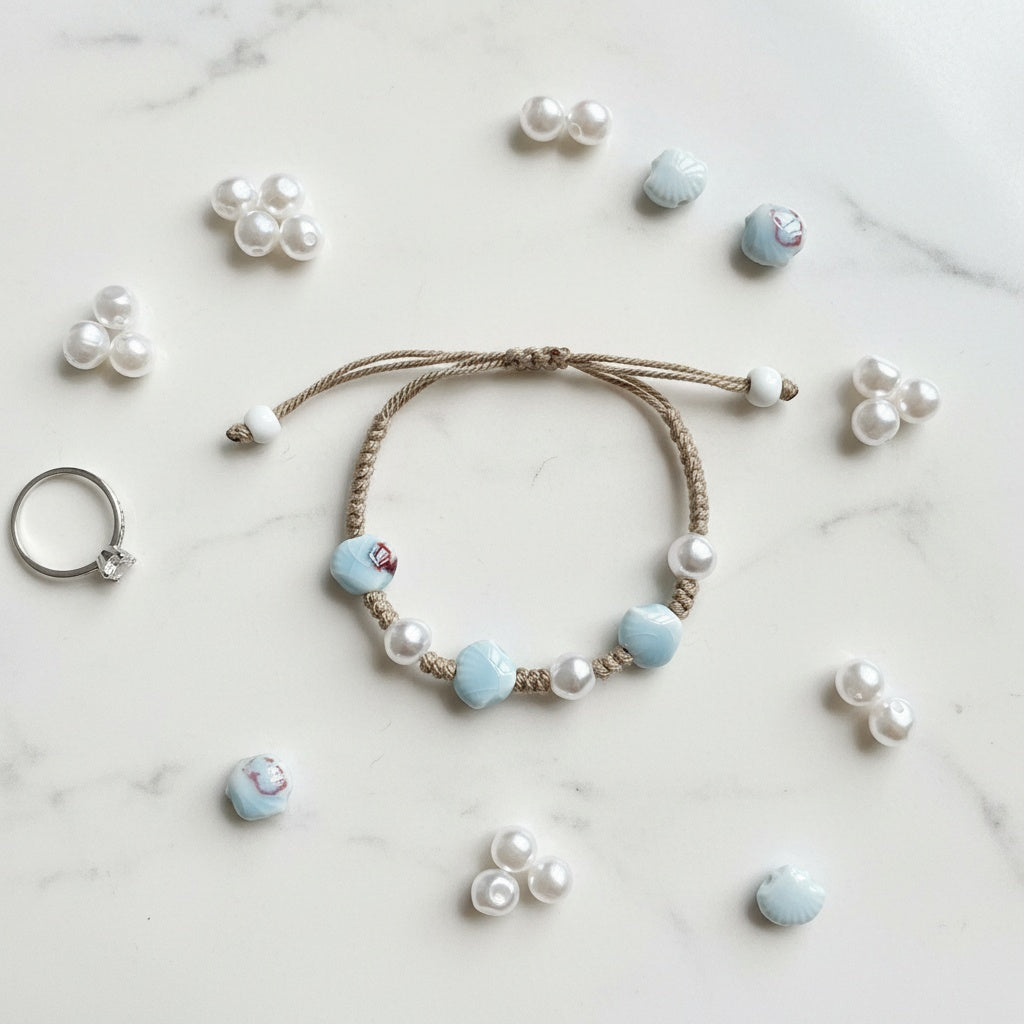 Ocean Pearl Ceramic Charm Bracelet