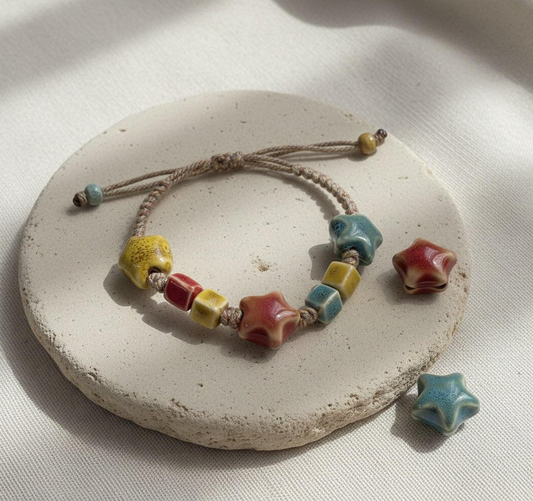 Golden Earth Ceramic Charm Bracelet