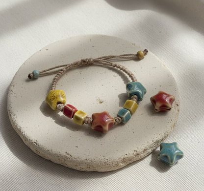 Golden Earth Ceramic Charm Bracelet
