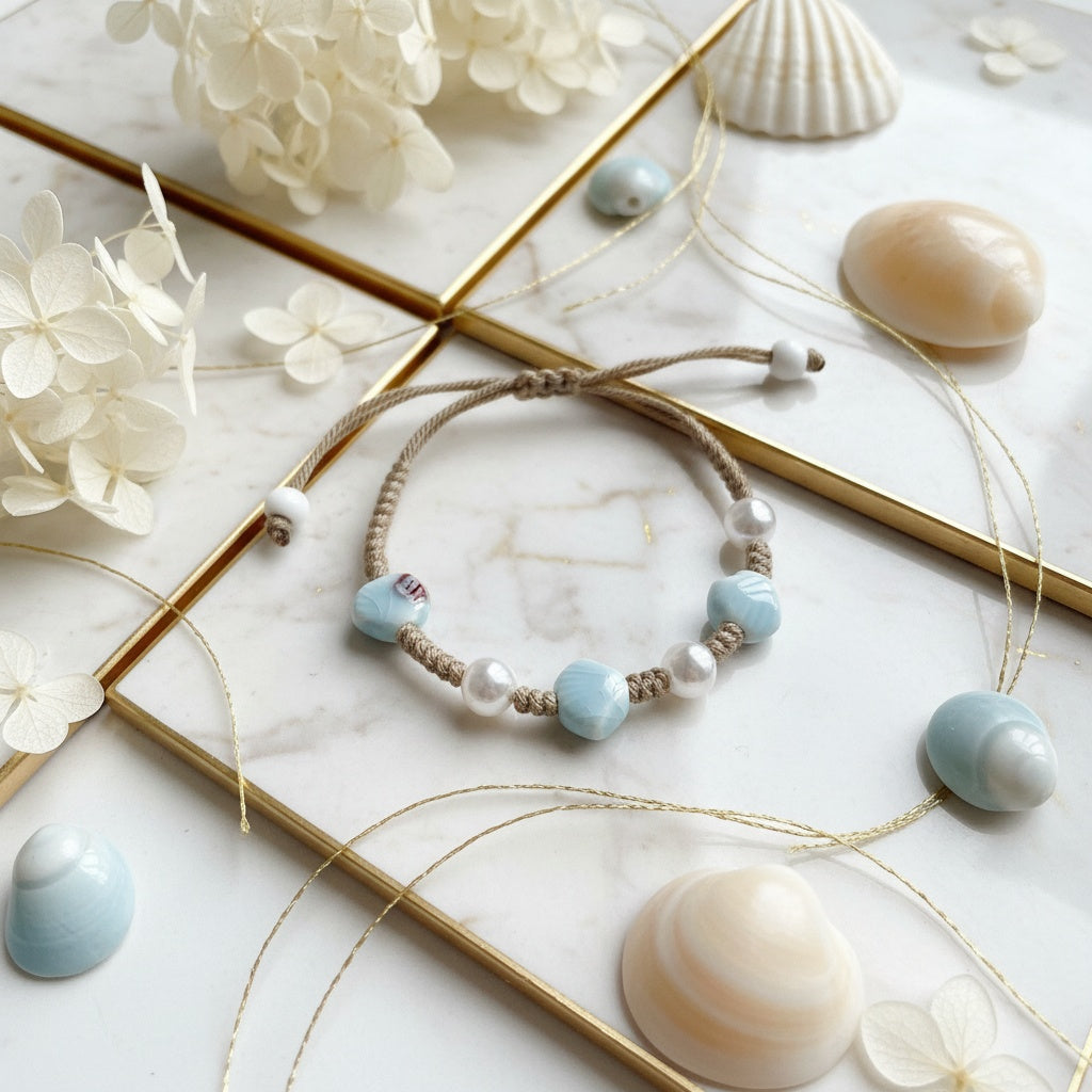 Ocean Pearl Ceramic Charm Bracelet