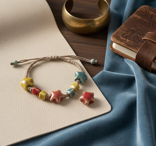 Golden Earth Ceramic Charm Bracelet