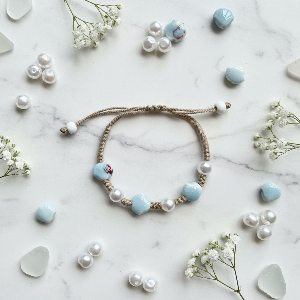 Ocean Pearl Ceramic Charm Bracelet
