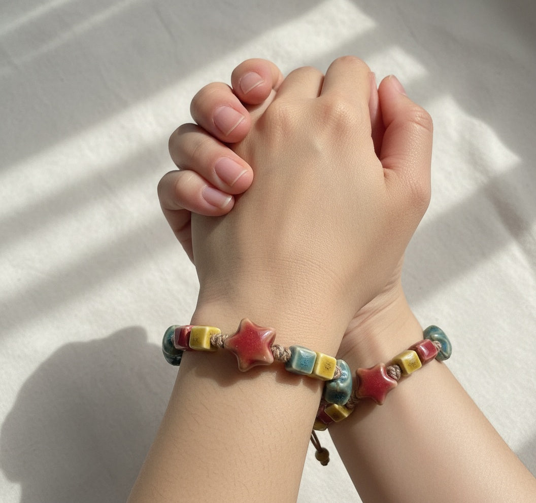 Golden Earth Ceramic Charm Bracelet