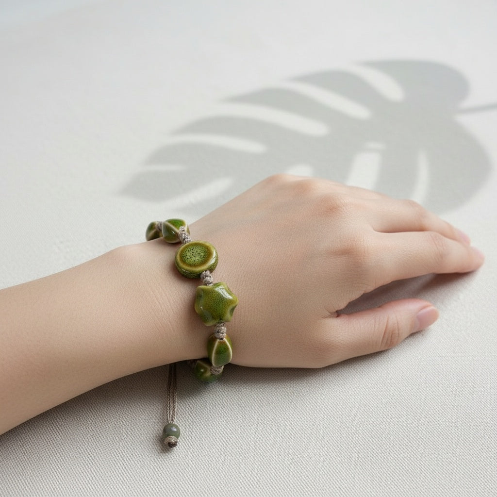 Forest Glow Ceramic Charm Bracelet